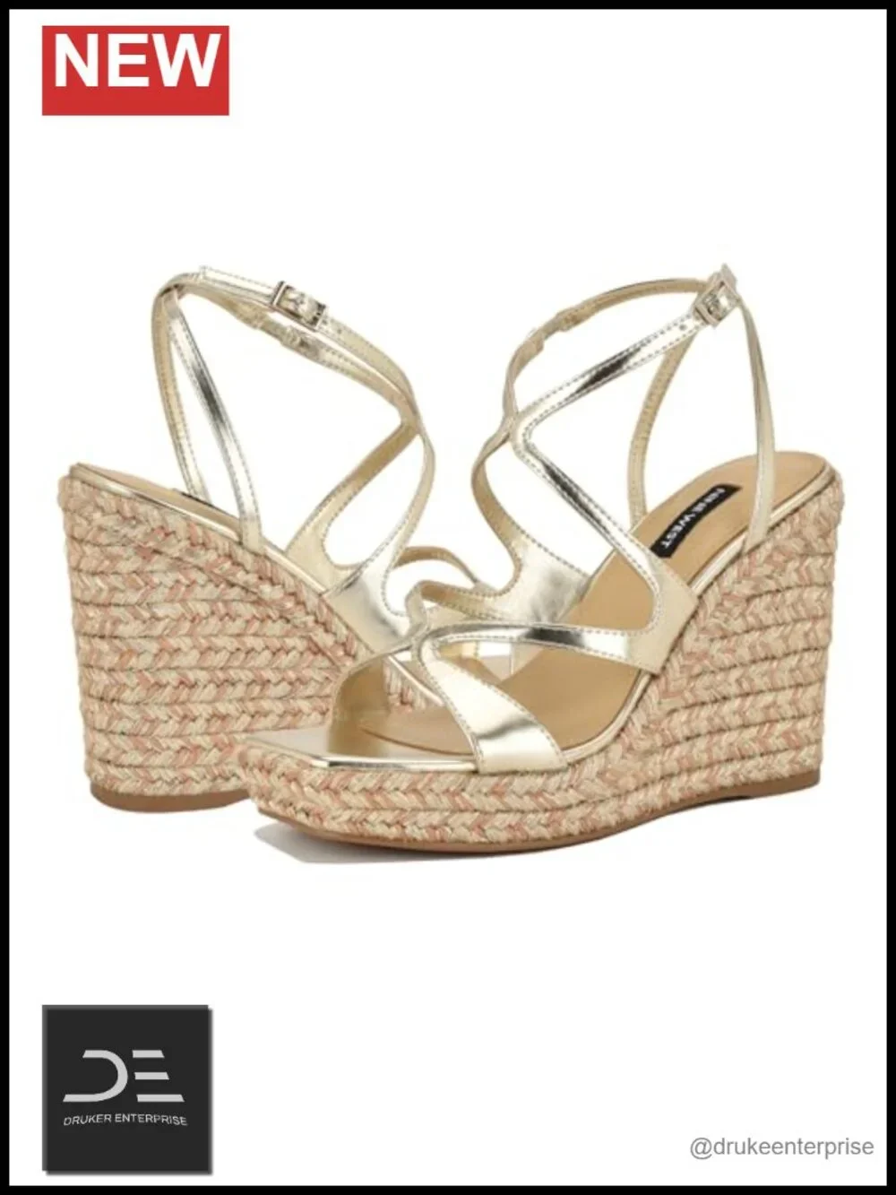 Women's Strappy Square Toe Wedge Sandals Faux Leather Adjustable Buckle Heels